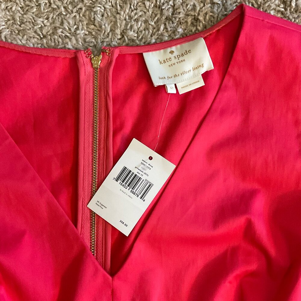 NWT Kate Spade ♠️ Sawyer Sleeveless V-Neck Pleated Fit & Flare Dress, Pink, 12 - Picture 6 of 14